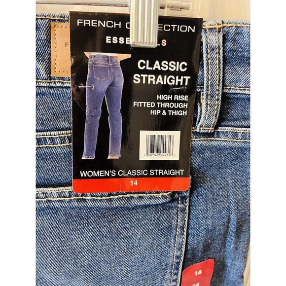 French Connection Essentials Women's High Rise Straight Jeans Dark Wash Size 14 - Picture 6 of 8